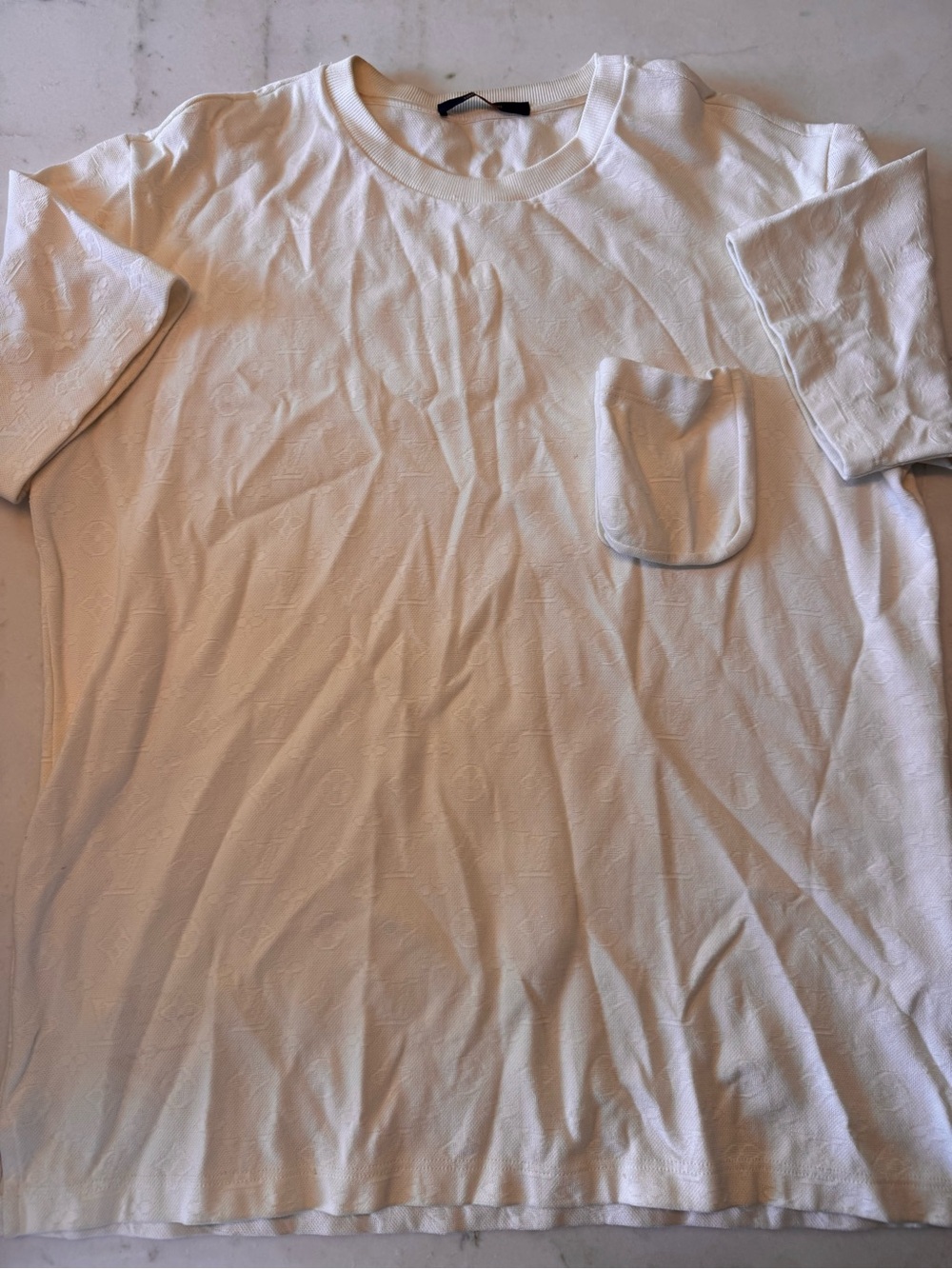 Louis Vuitton White Embossed Pocket Crew T-Shirt